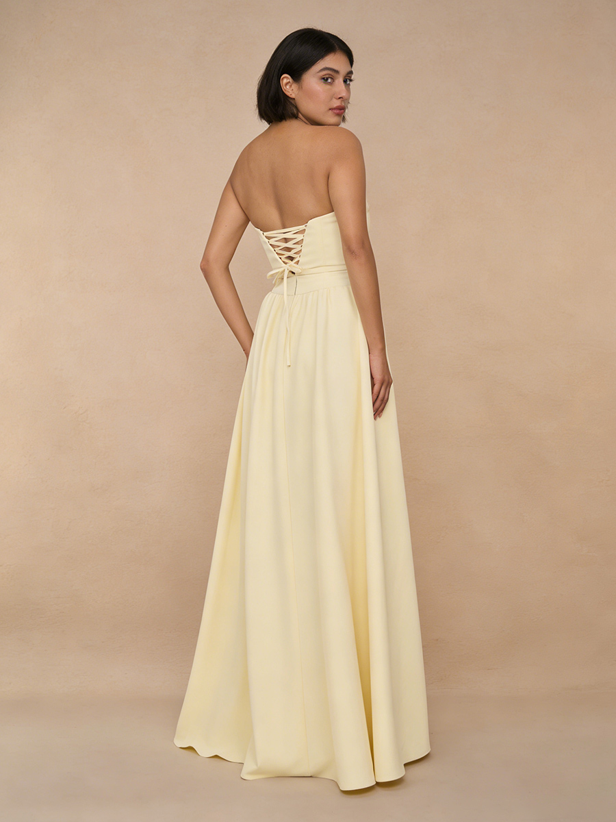 Strapless Satin A-Line Floor-Length Bridesmaid Dress