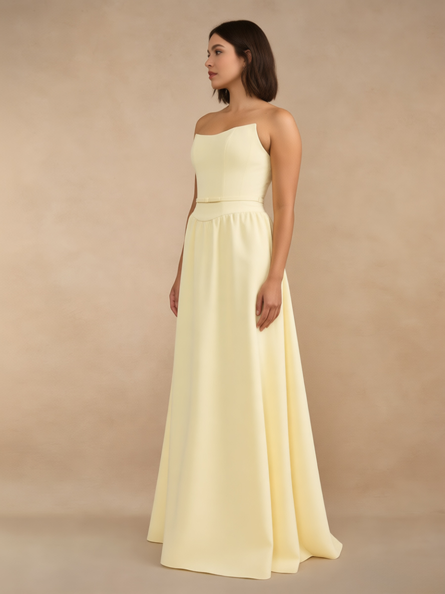 Strapless Satin A-Line Floor-Length Bridesmaid Dress