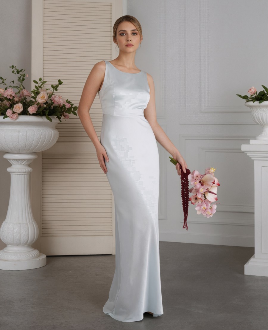 Mermaid Crew Neck Satin Floor-Length Bridesmaid Dress