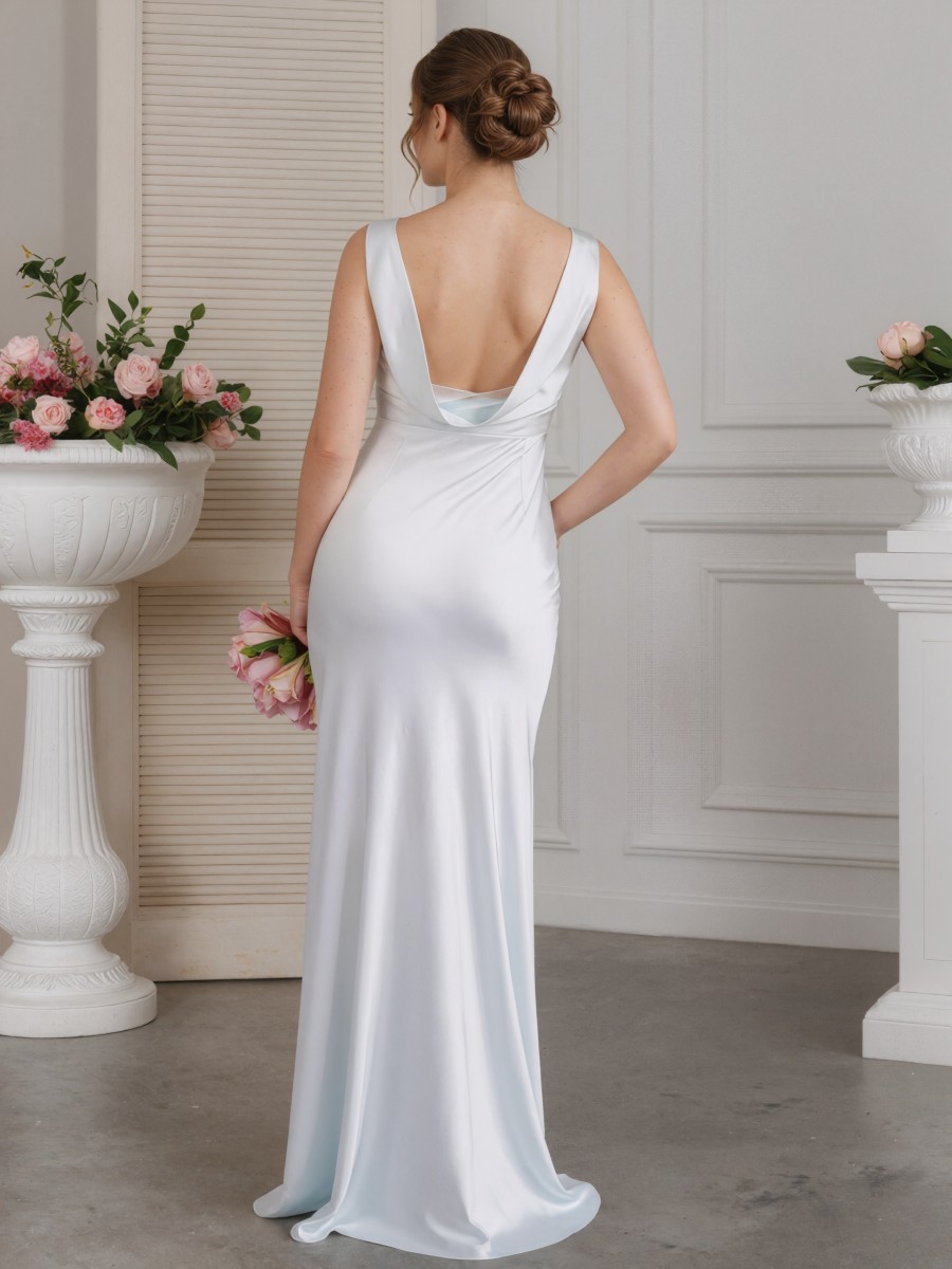 Mermaid Crew Neck Satin Floor-Length Bridesmaid Dress