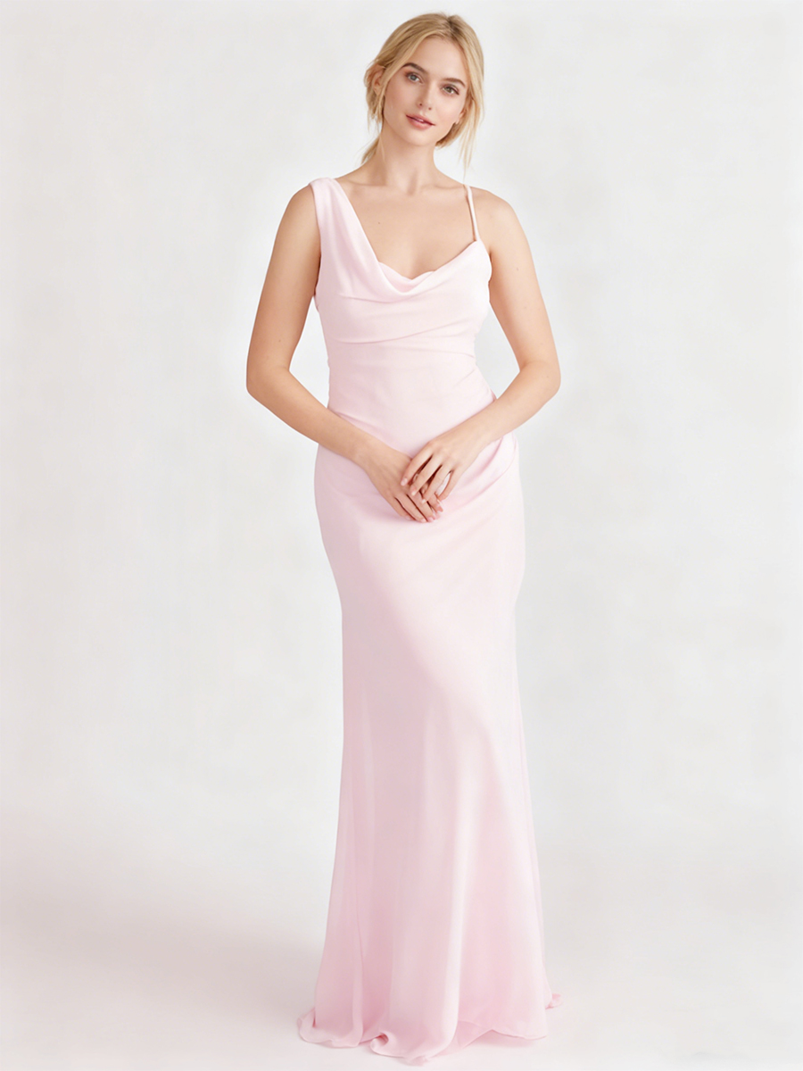 Gorgeous One-Shoulder Cowl Neck Bodycon Mermaid Maxi Bridesmaid Dress for Wedding