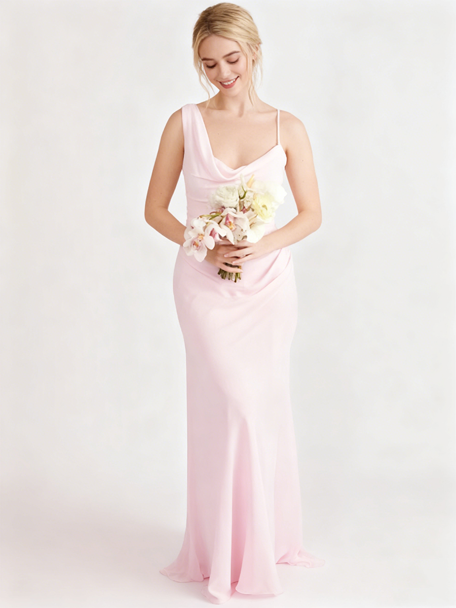 Gorgeous One-Shoulder Cowl Neck Bodycon Mermaid Maxi Bridesmaid Dress for Wedding