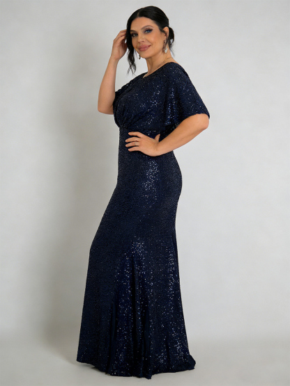 Round Neck Sequin Mermaid Floor-Length Formal Dress