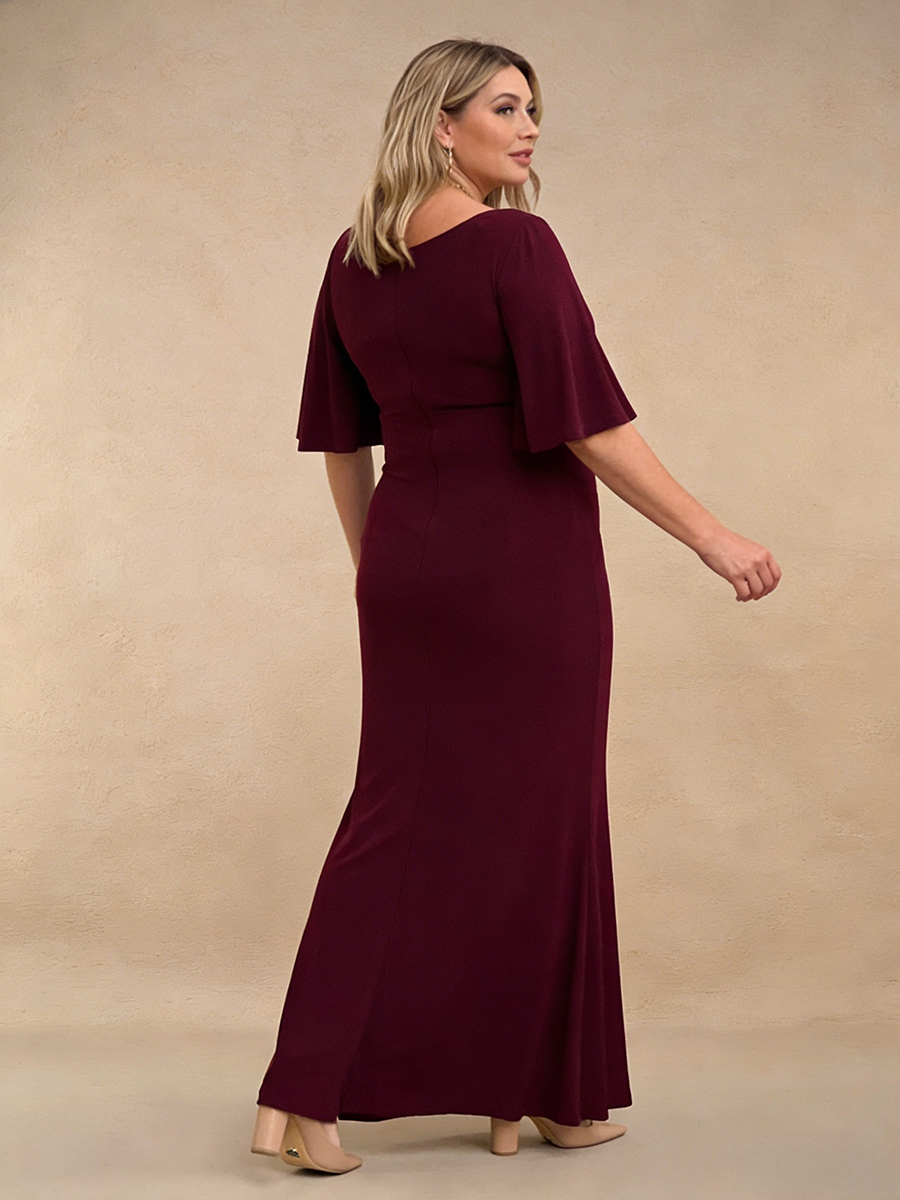 V-Neck Chiffon Sheath Floor-Length Formal Dress