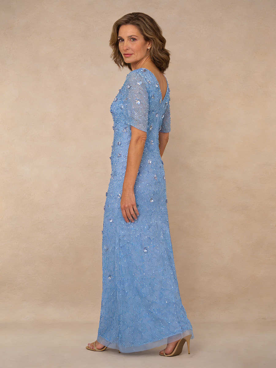 Sheath V-Neck Lace Floor-Length Sequin Mother of the Bride Dress