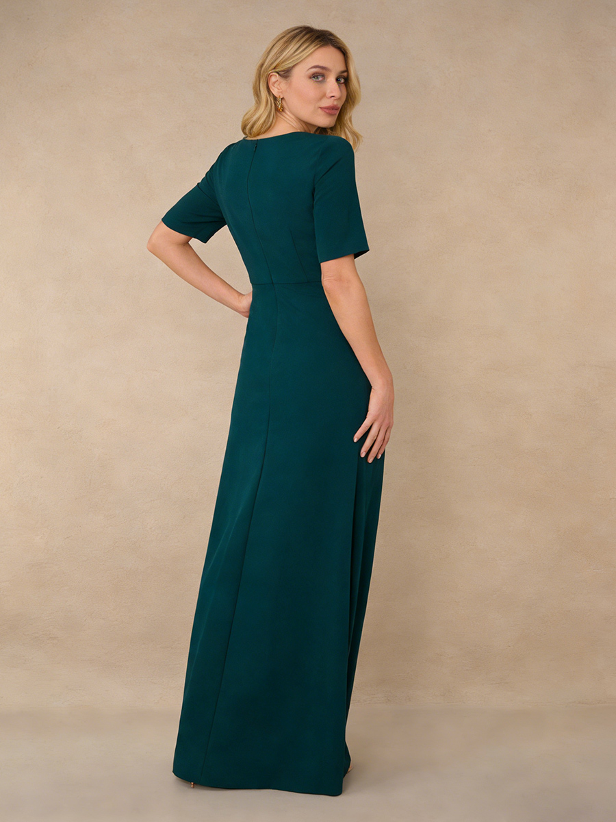 A-Line V-Neck Chiffon Floor-Length Beaded Mother of the Bride Dress