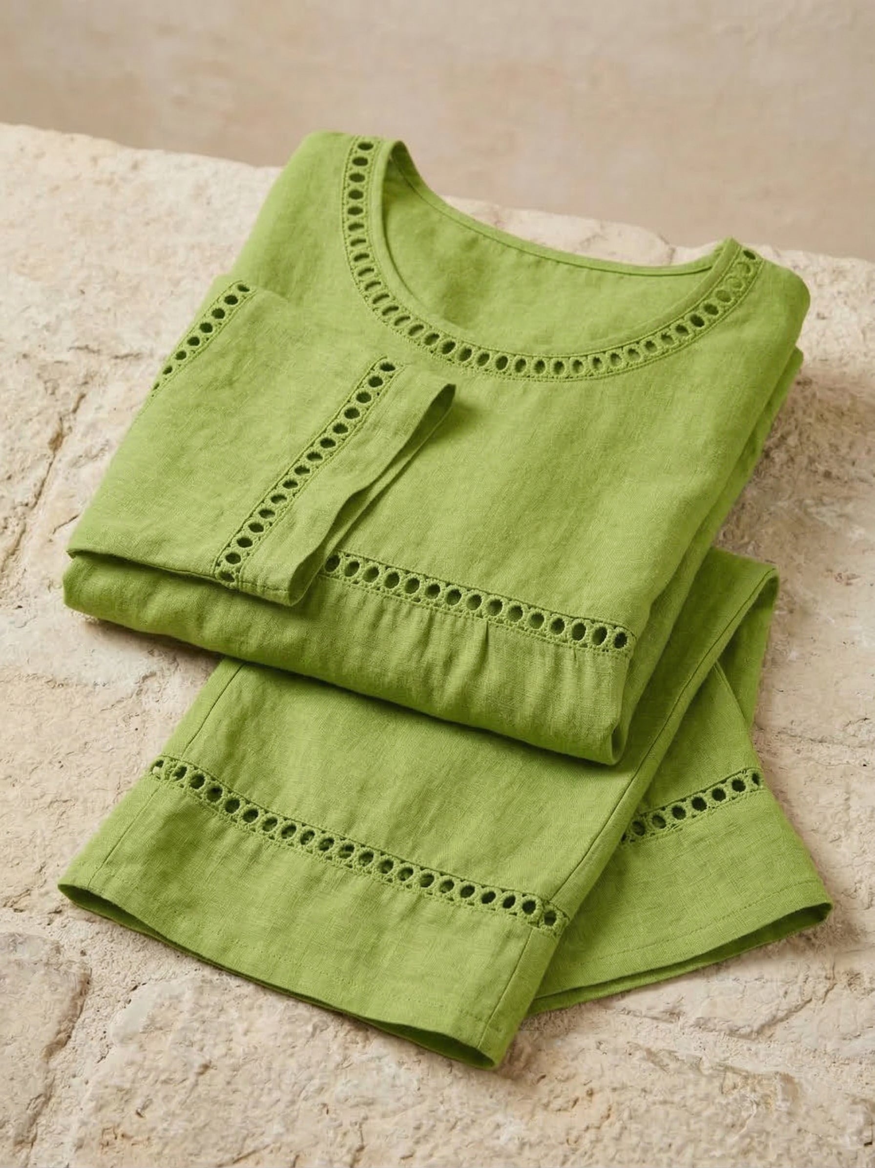  Women's Vintage Casual Loose-Fit Linen Two-Piece Set