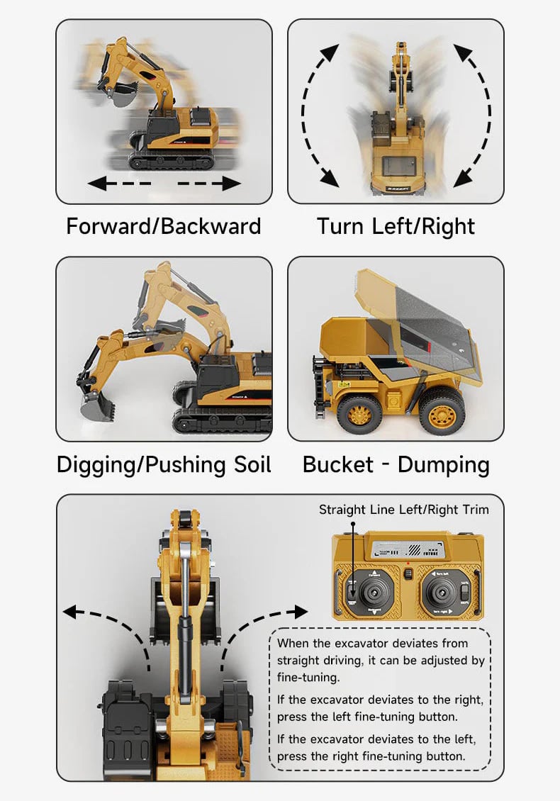 🚜 1/64 Premium Alloy Mini RC Construction Set &ndash; Forklift, Excavator & Dump Truck (FREE Shipping Today Only)