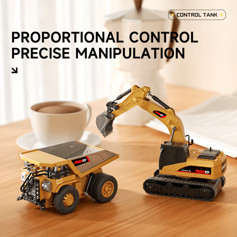 🔥Hot Sale🚜 1:64 Premium Alloy Mini RC Construction Set – Forklift, Excavator & Dump Truck