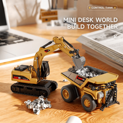 🔥Hot Sale🚜 1:64 Premium Alloy Mini RC Construction Set – Forklift, Excavator & Dump Truck