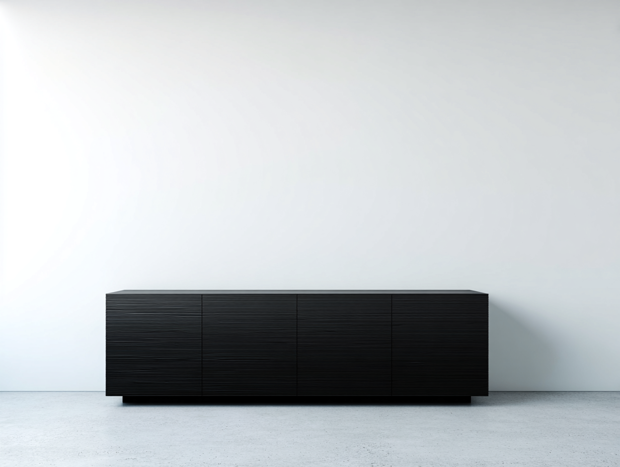 Sideboard Modern Storage Cabinet 71x18x30 inches - Engineered Wood - Black - For Living Room - Minimalist Design-Loftgetshop