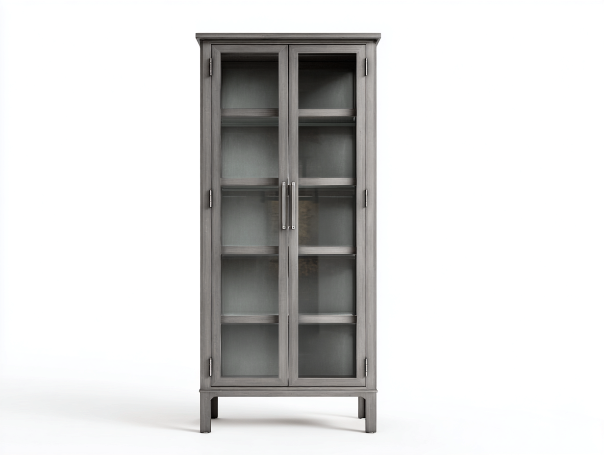 Display Cabinet Tall Storage 32x14x72 inches Gray Display Design