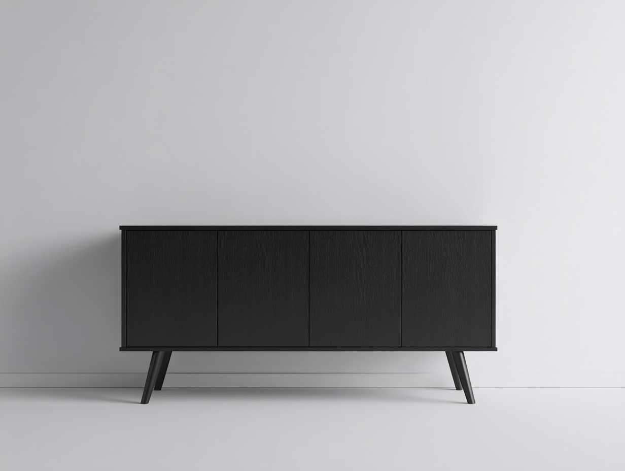 Sideboard Storage Cabinet 63x16x31 inches Black Modern Design