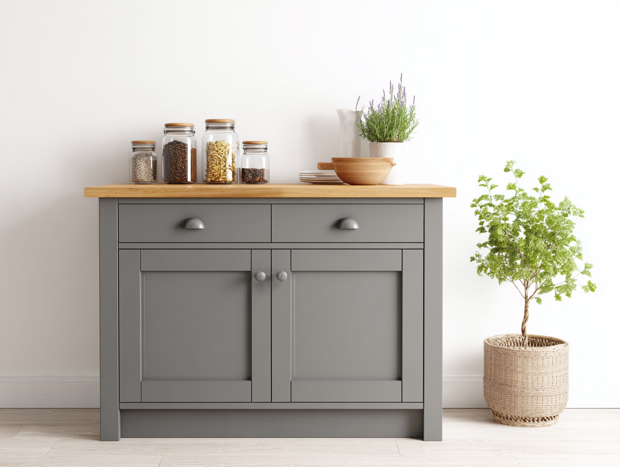 Sideboard wooden storage cabinet 47x16x35 inches - gray-natural wood - kitchen and dining furniture-Loftgetshop