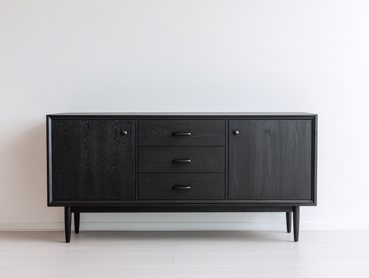 Sideboard wood frame 71x18x31 (inches) - black - storage cabinet with doors and drawers for living room-Loftgetshop