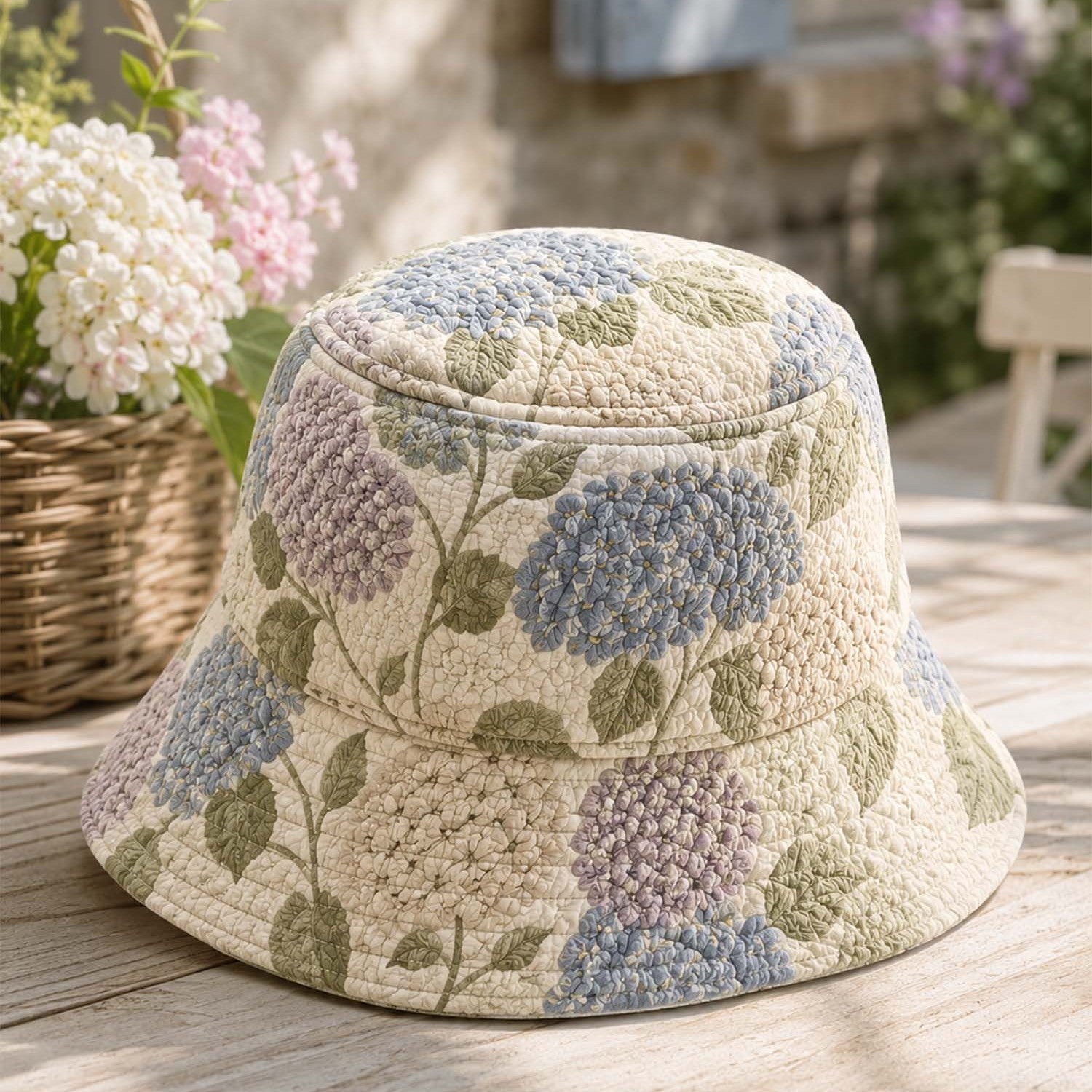 Hydrangea Floral Quilted Fishing Hat