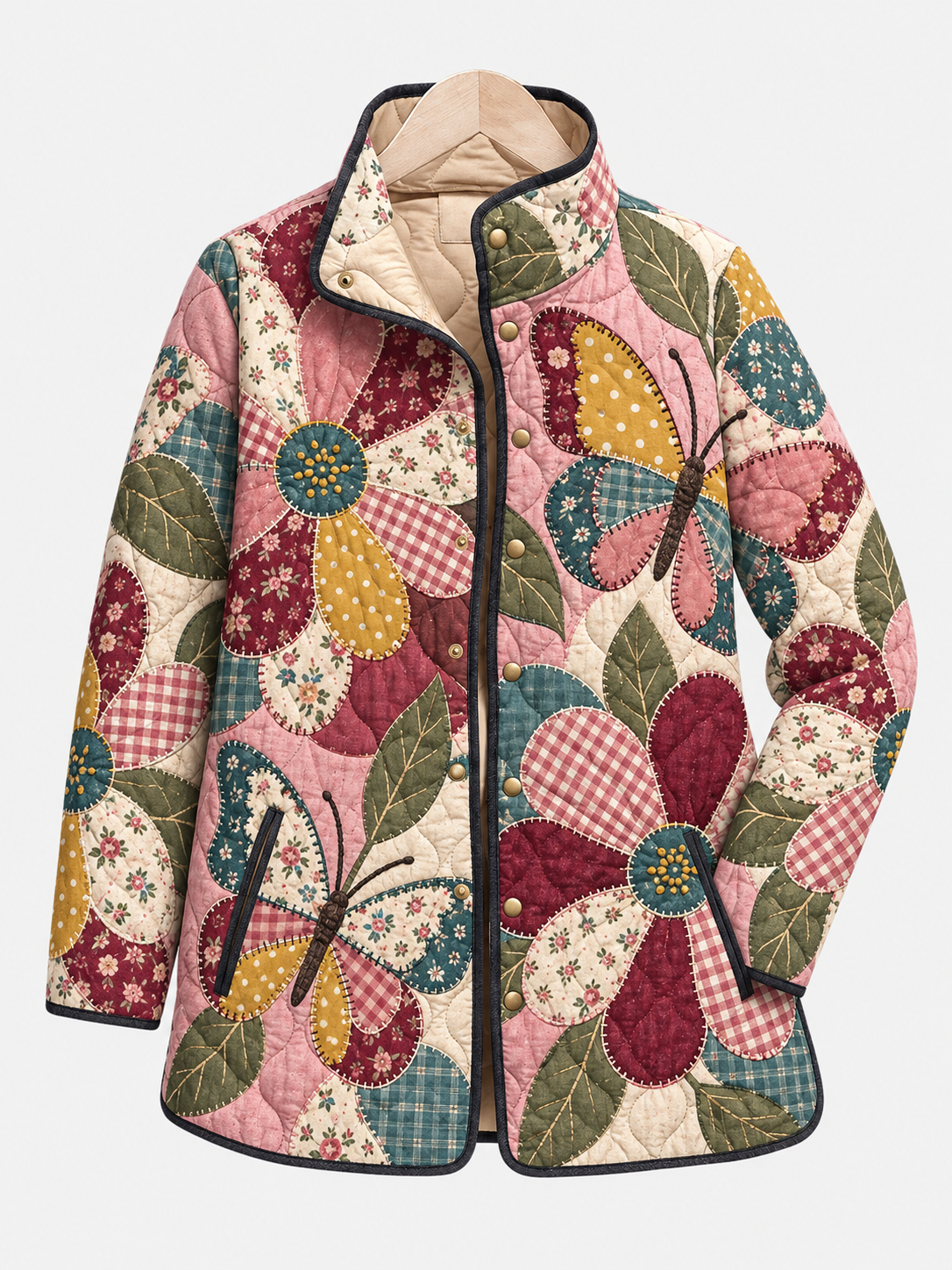 Patchwork Butterfly Bloom Quilted Jacket