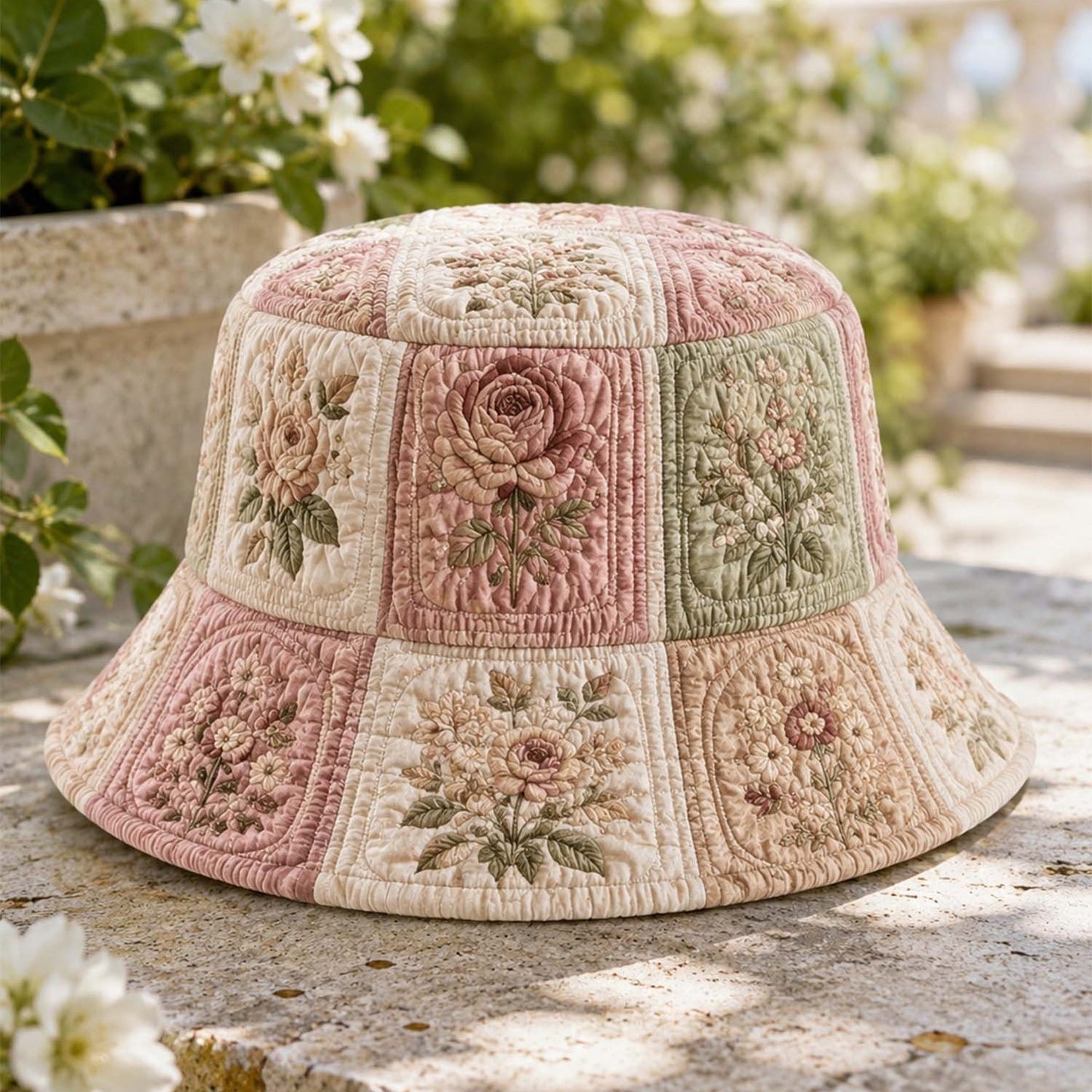 Vintage Rose Floral Quilted Fishing Hat