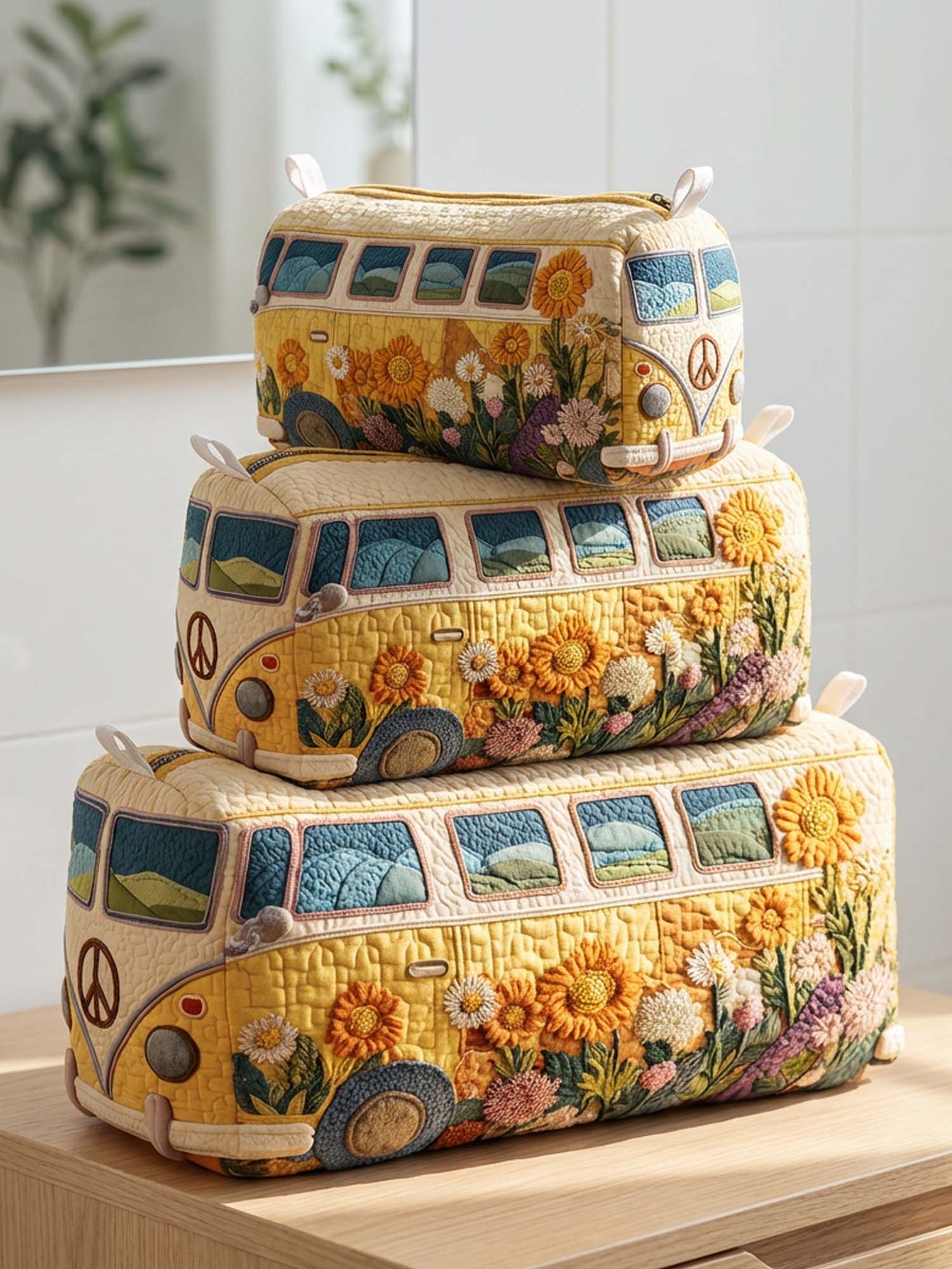 Hippie Van Quilted Cosmetic Bag
