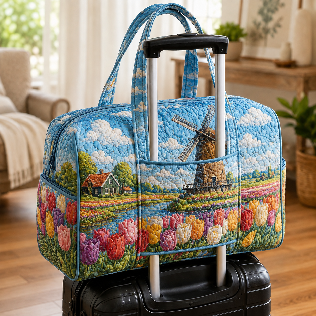 Tulip Windmill Countryside Quilted Weekender Bag With Trolley Sleeve