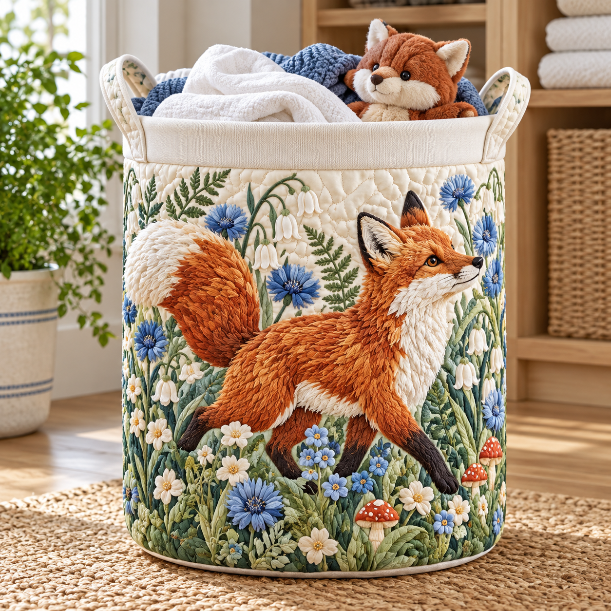 Fox Wildflower Meadow Quilted Laundry Basket