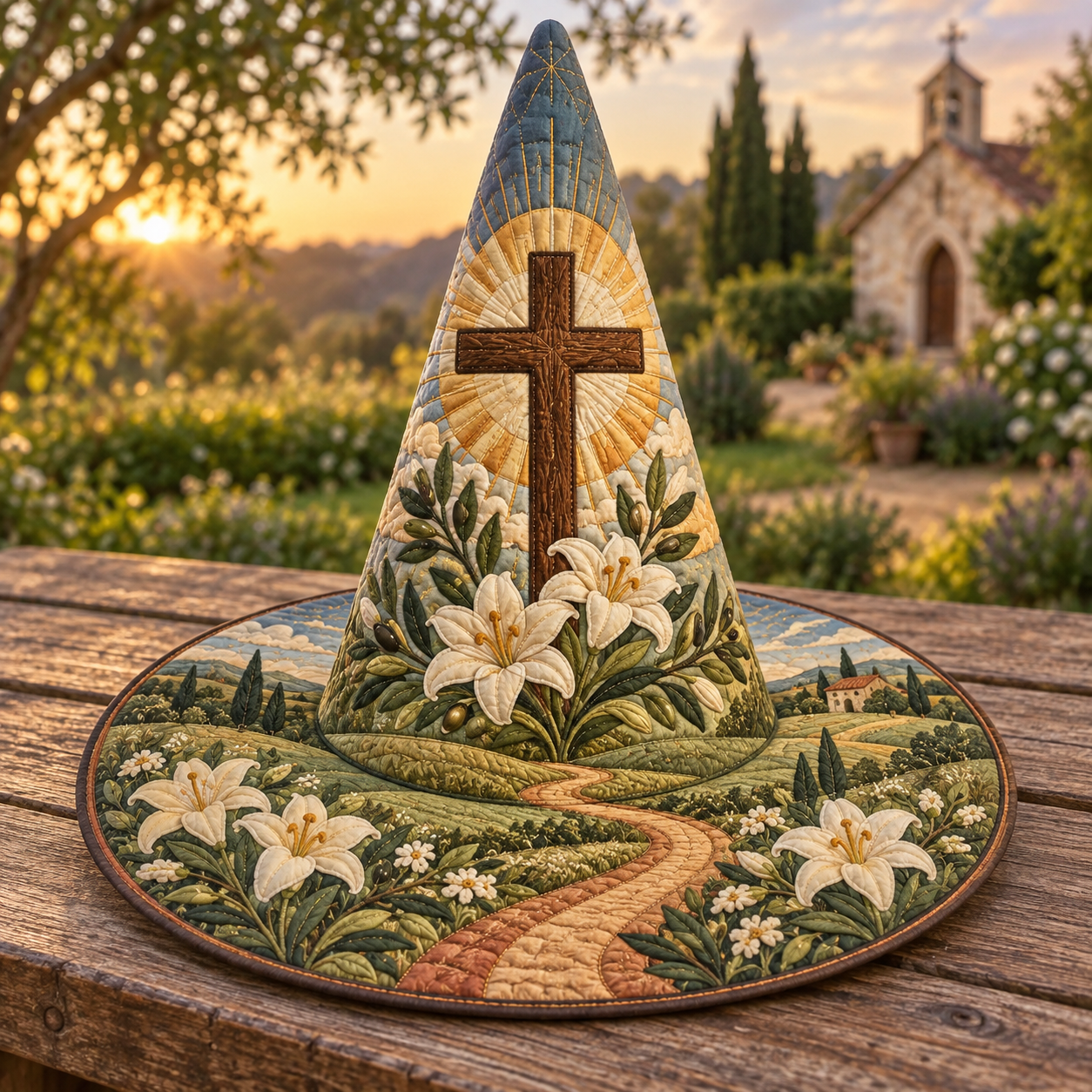 Rustic Cross Lily Path Quilted Witch Hat