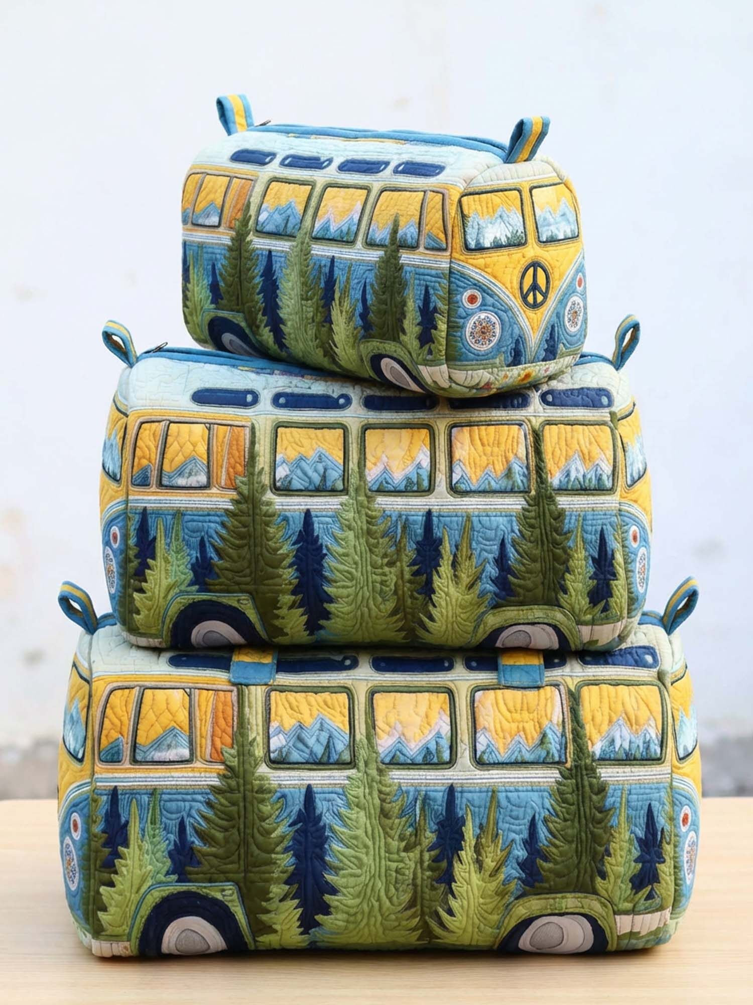 Forest Campervan Quilted Cosmetic Bag