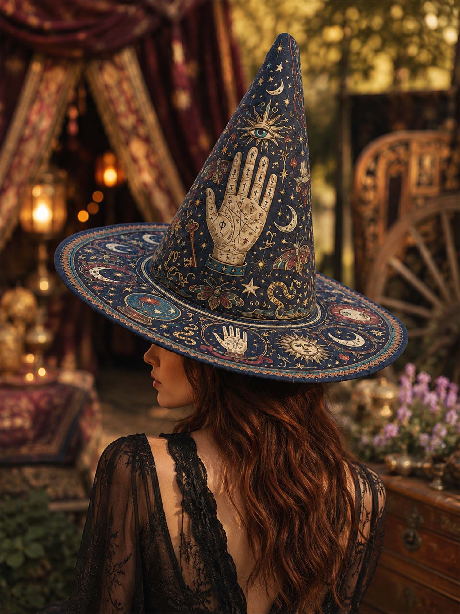 Mystic Tarot Celestial Quilted Witch Hat