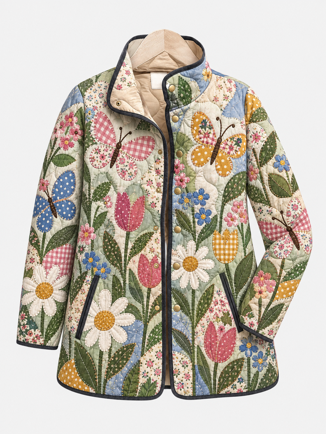 Spring Tulip Garden Quilted Jacket