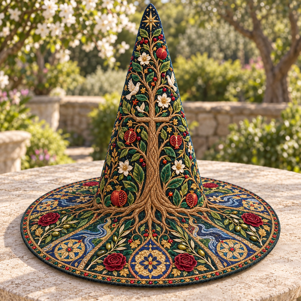 Tree of Life Mosaic Faith Quilted Witch Hat