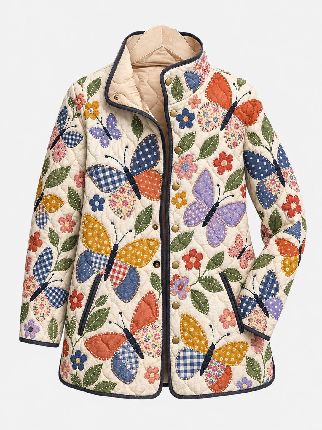 Colorful Folk Garden Quilted Jacket