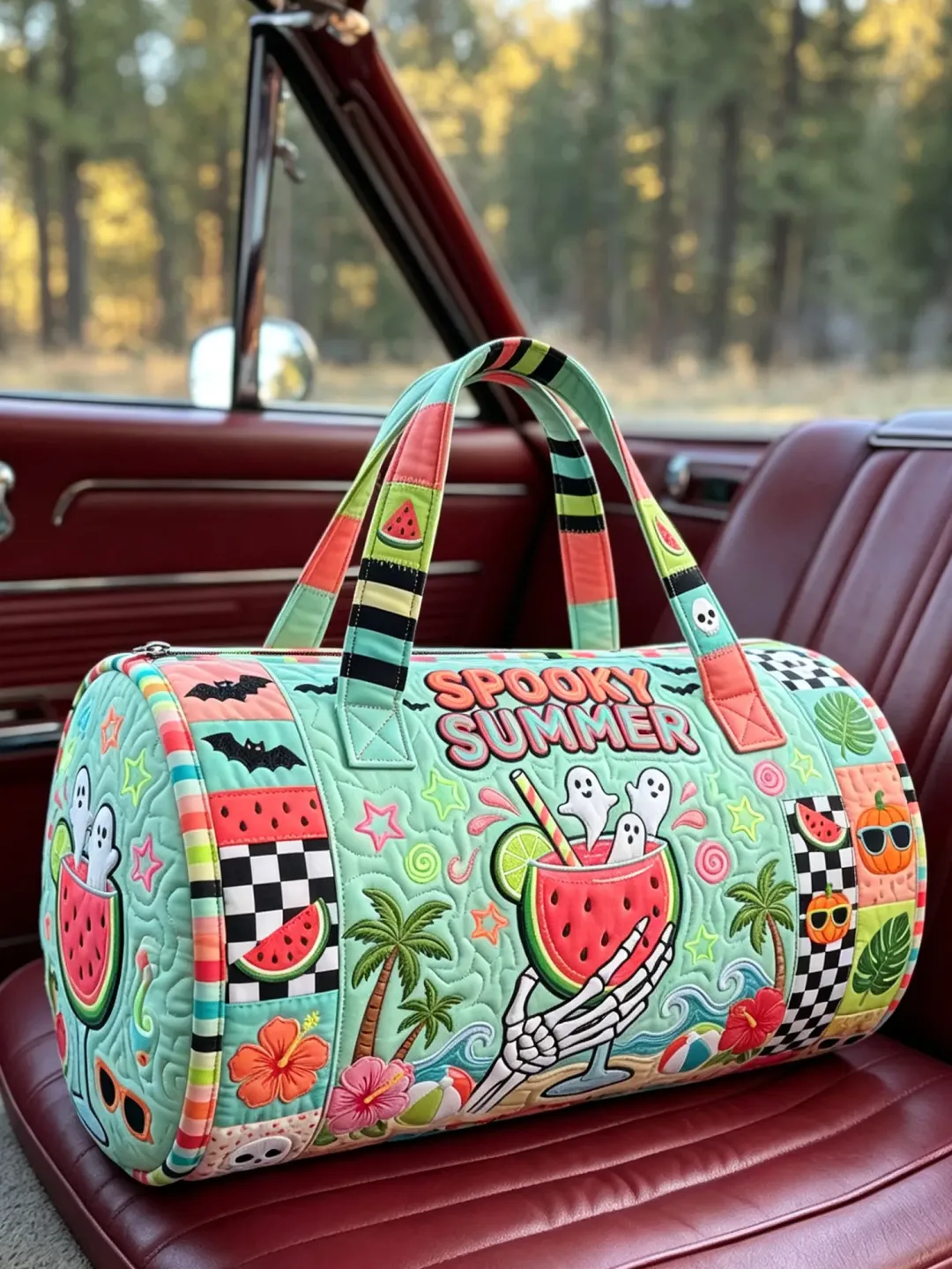 Spooky Summer Watermelon Quilted Duffle Bag