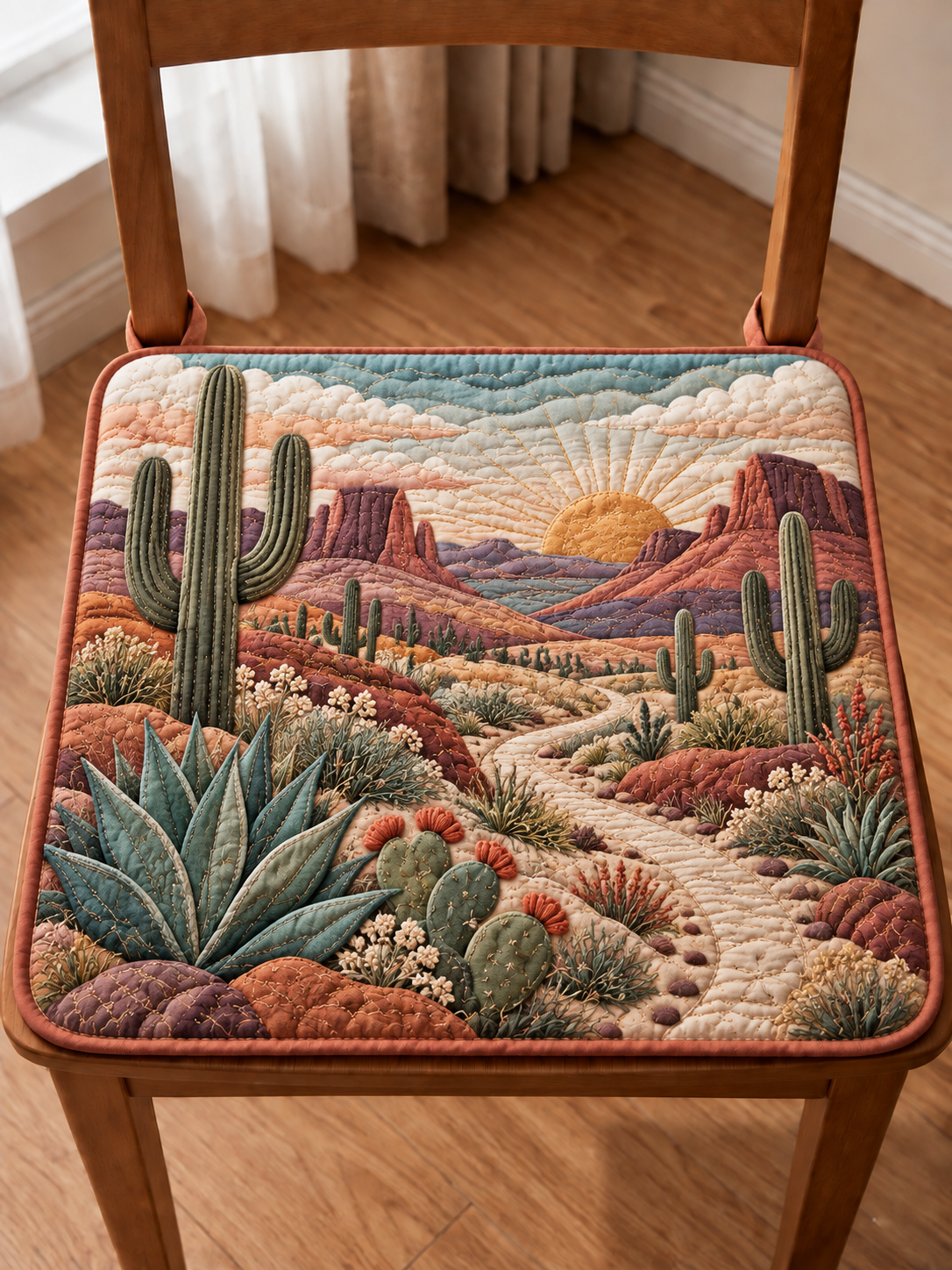 Southwest Desert Landscape Quilted Chair Cushion