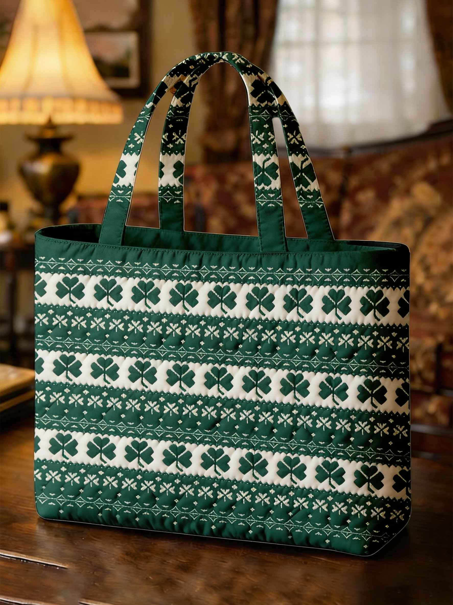 Irish Shamrock Green Saint Patrick's Day Quilted Bag