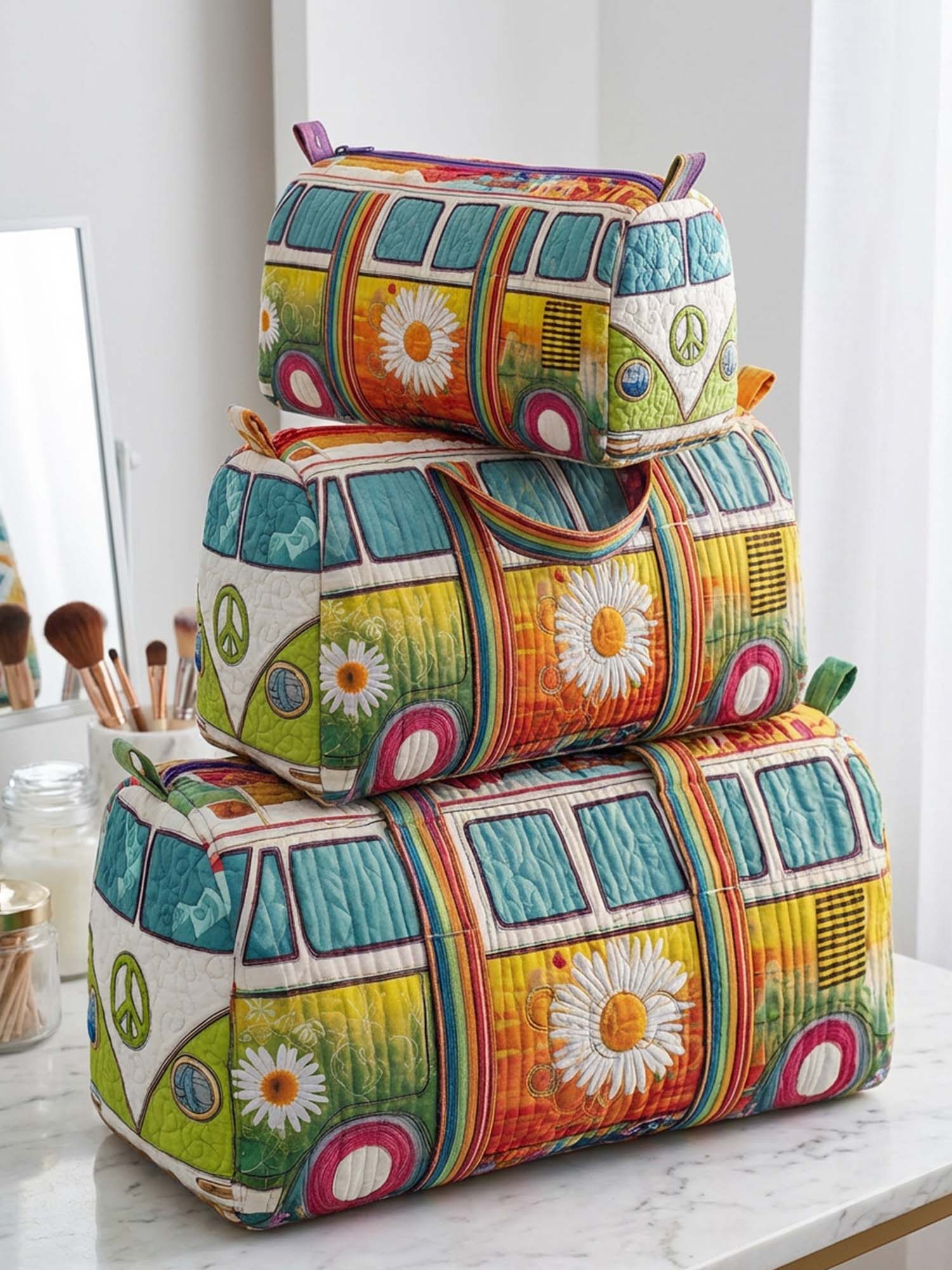 Hippie Van Quilted Cosmetic Bag