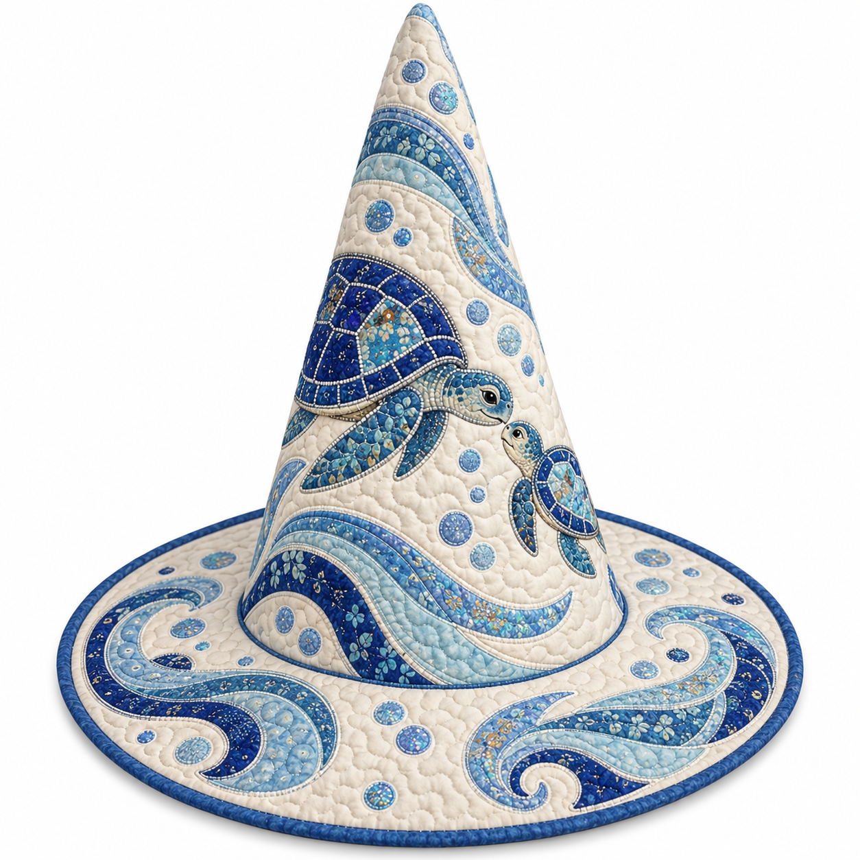 Blue Wave Sea Turtle Quilted Witch Hat