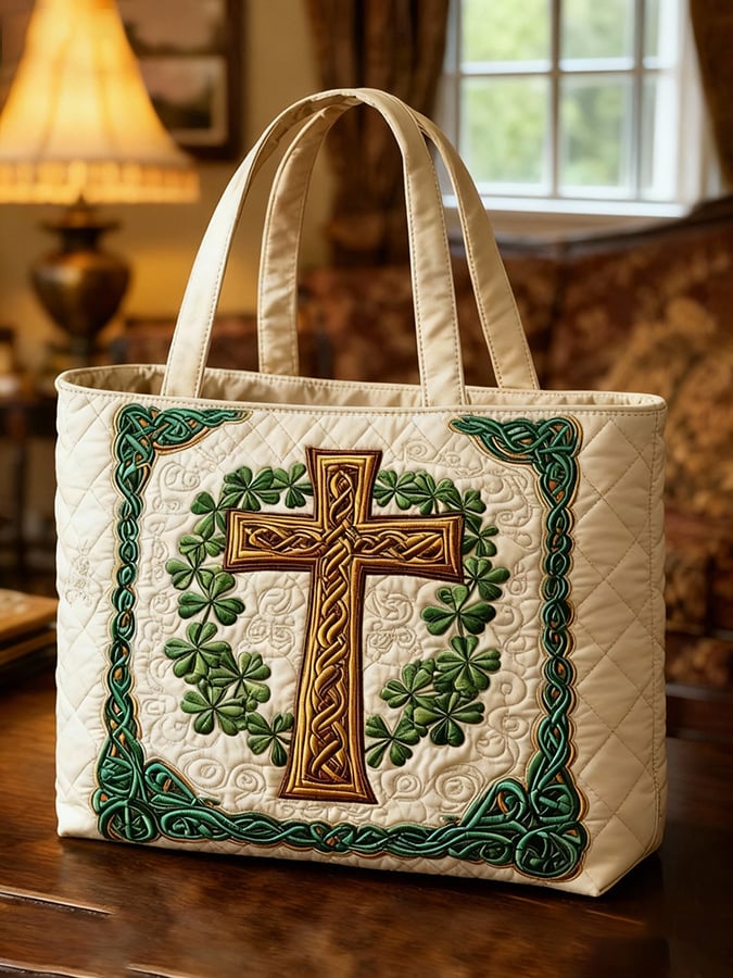 Cross Saint Patrick's Day Irish Quilted Bag