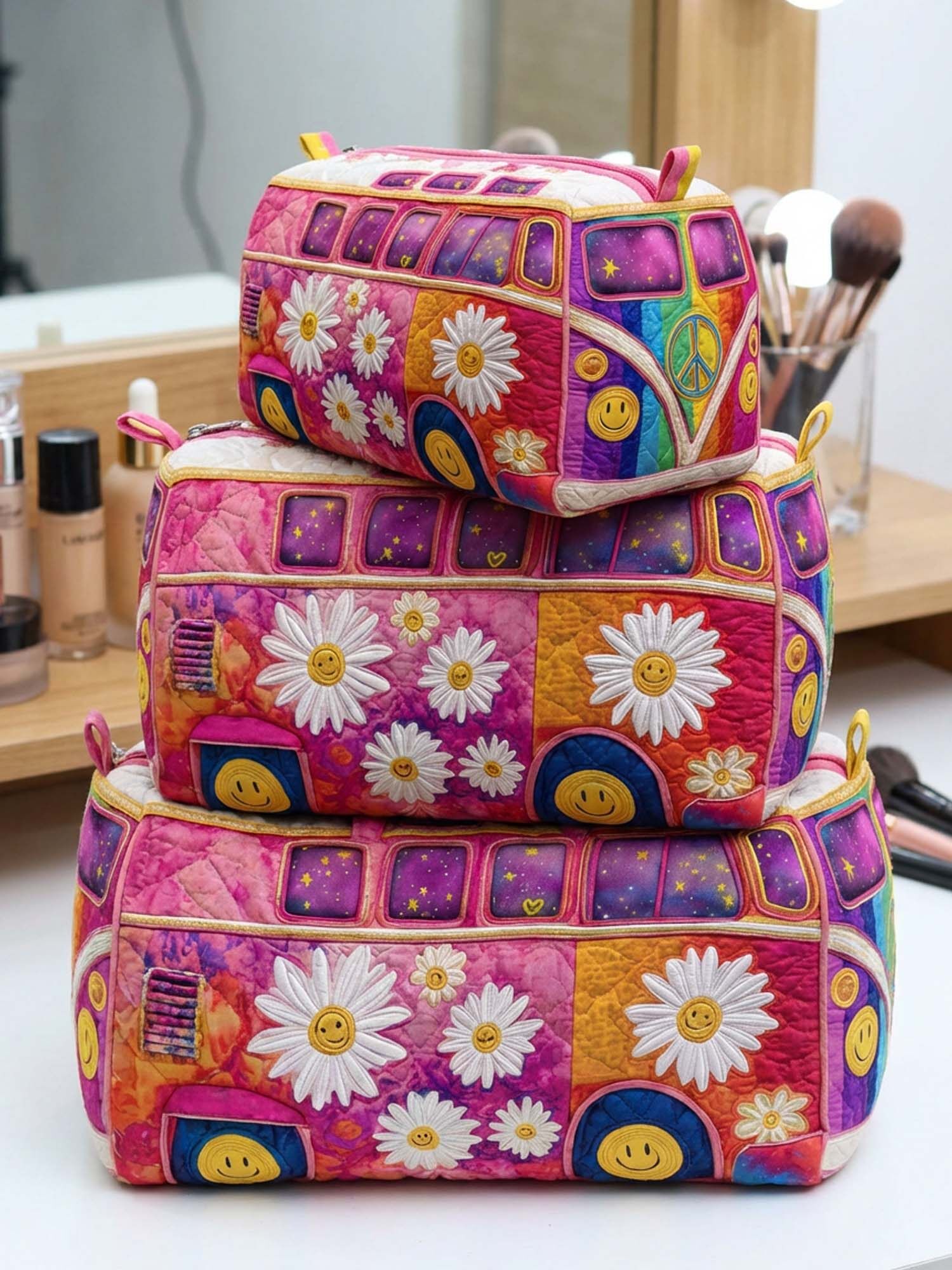 Hippie Van Quilted Cosmetic Bag