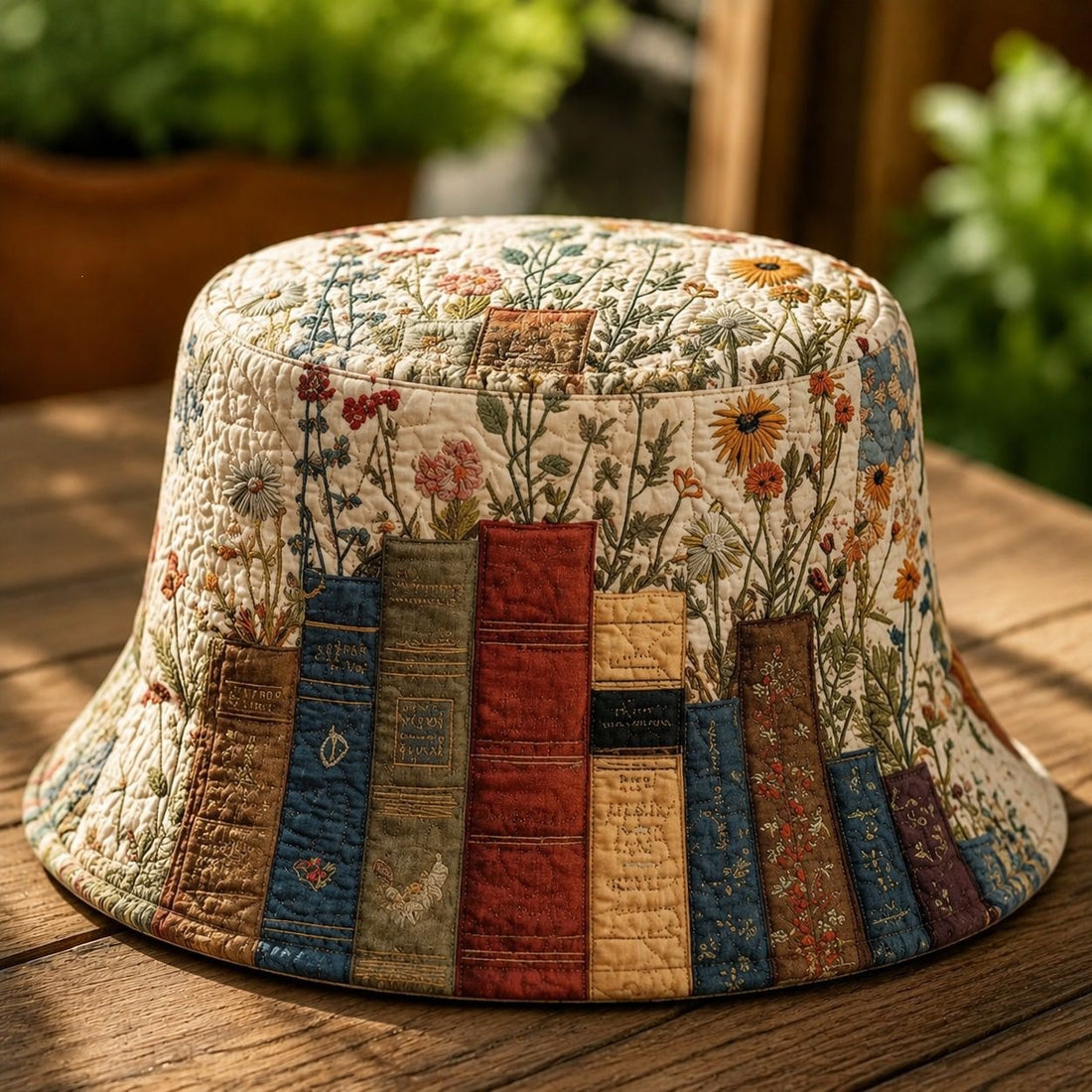 Vintage Book Wildflower Quilted Fishing Hat