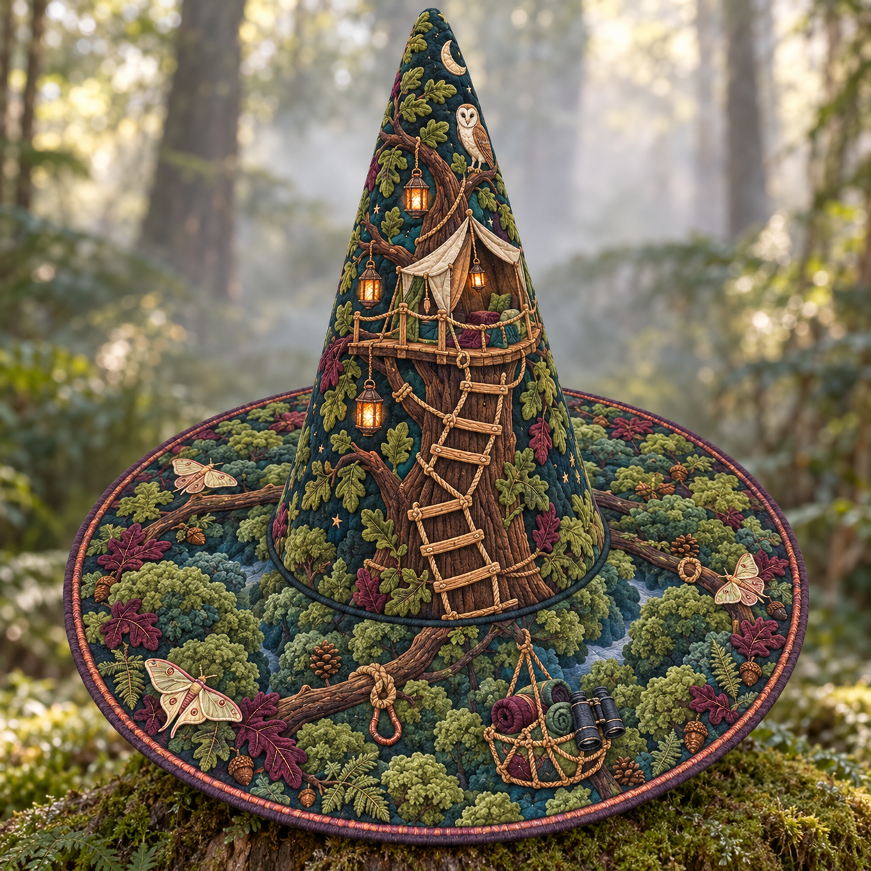 Forest Treehouse Adventure Quilted Witch Hat