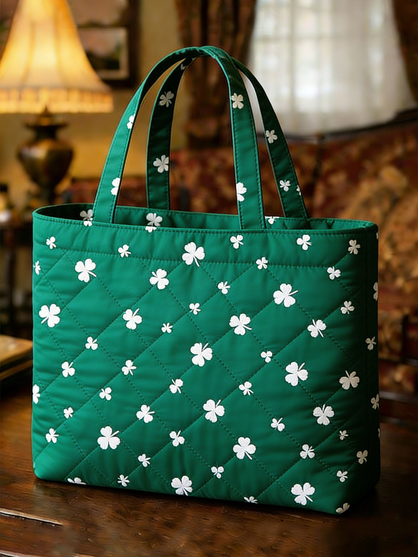 Small Green Irish Shamrock Saint Patrick's Day Quilted Bag