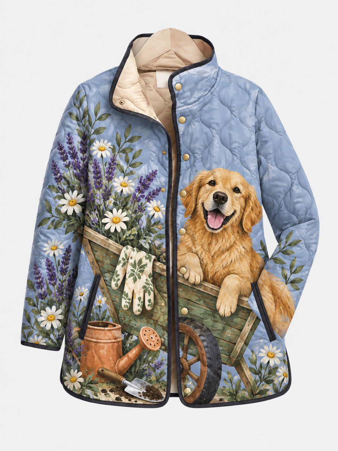 Golden Retriever Daisy Garden Quilted Jacket