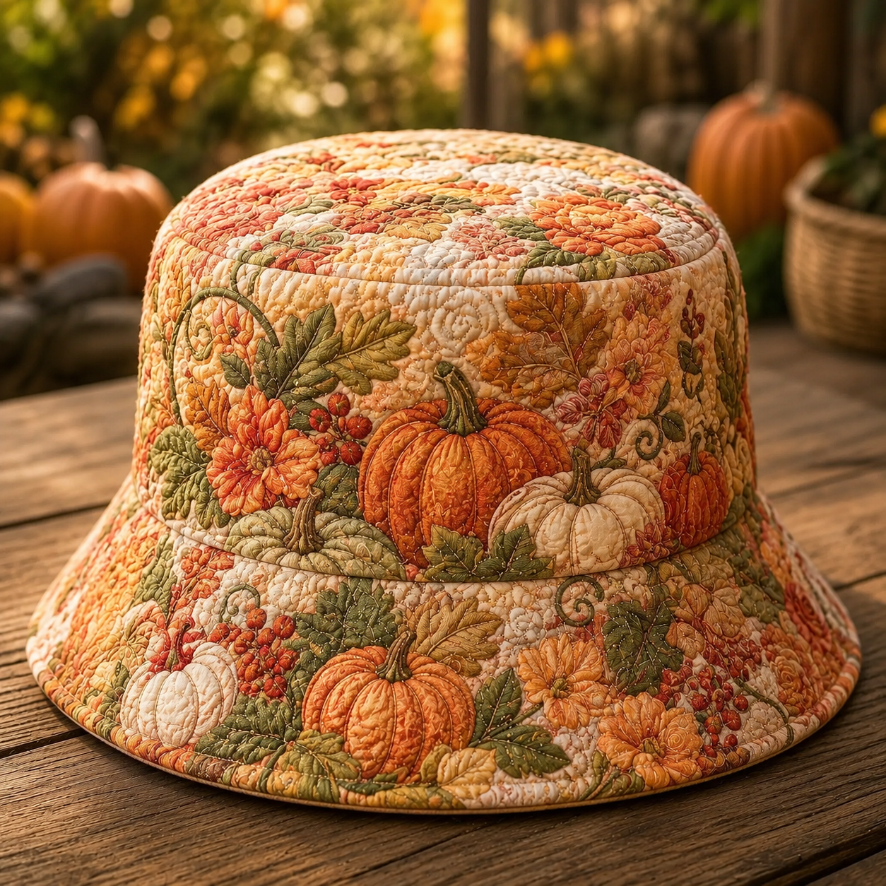 Pumpkin Blossom Harvest Quilted Fishing Hat