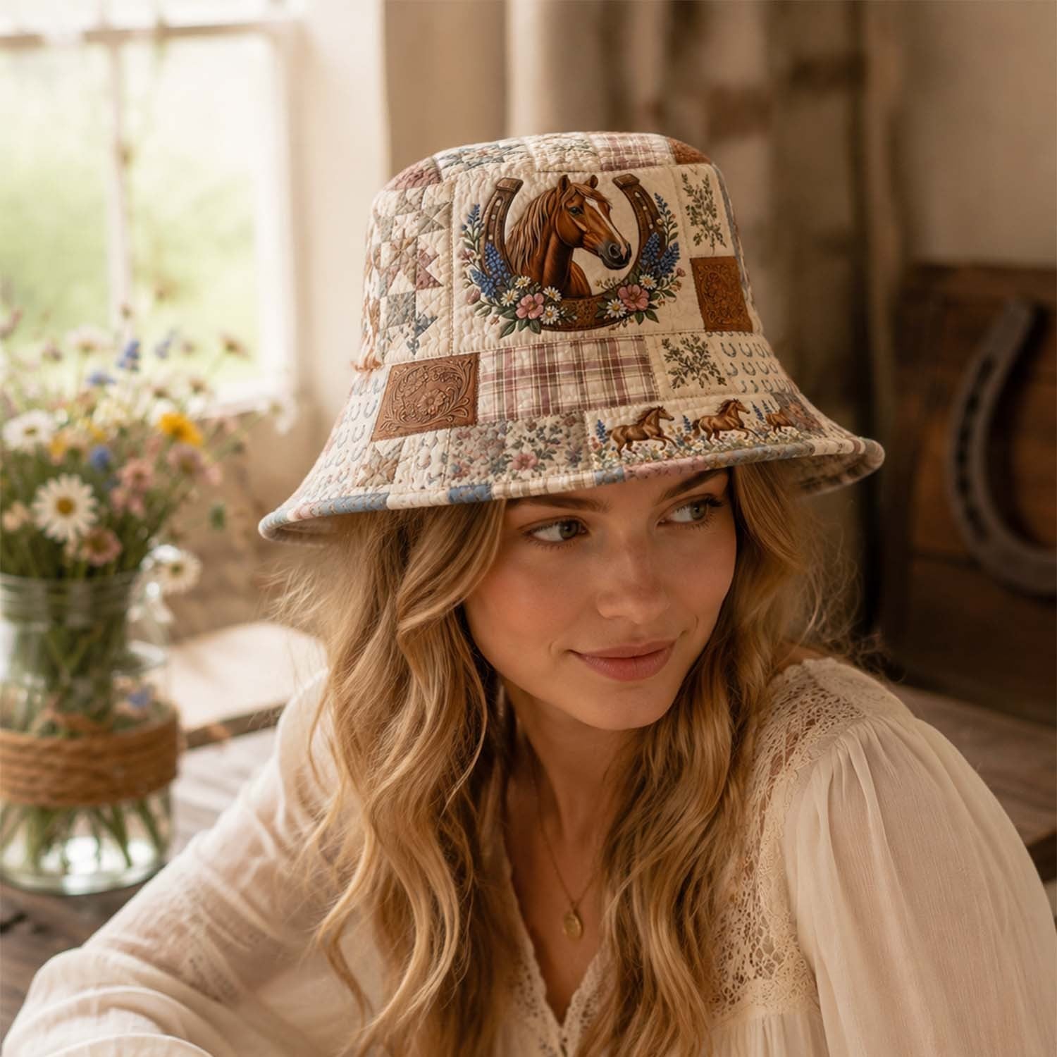 Western Horse Quilted Fishing Hat