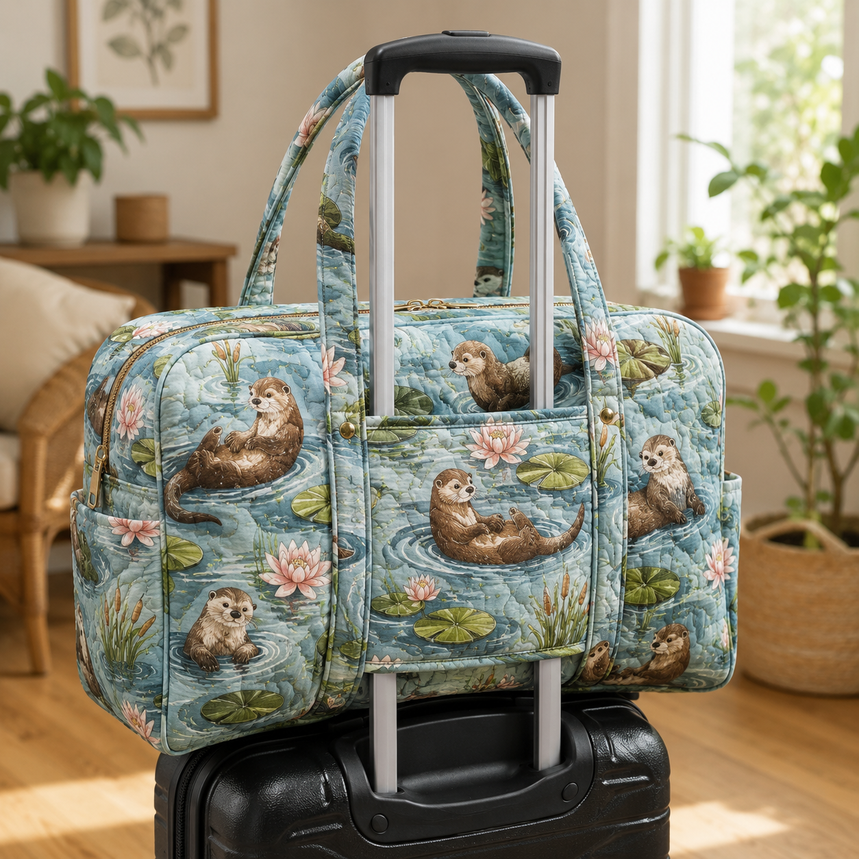 Otter Lotus Pond Quilted Weekender Bag With Trolley Sleeve