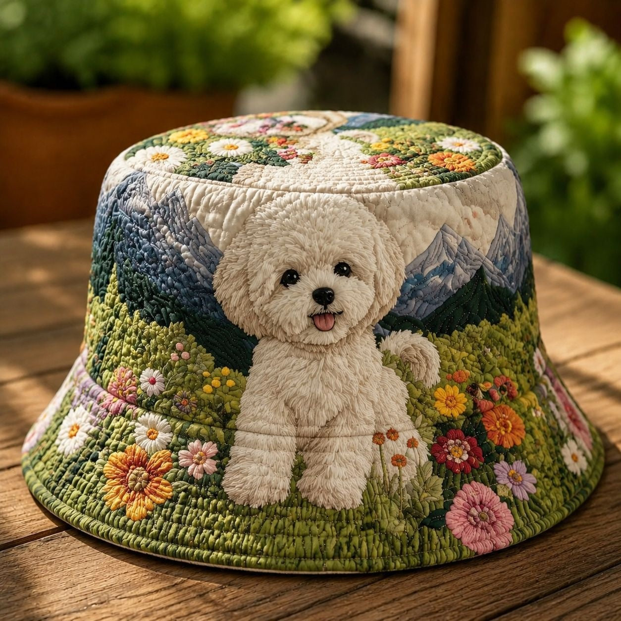 Mountain Daisy Bichon Quilted Fishing Hat