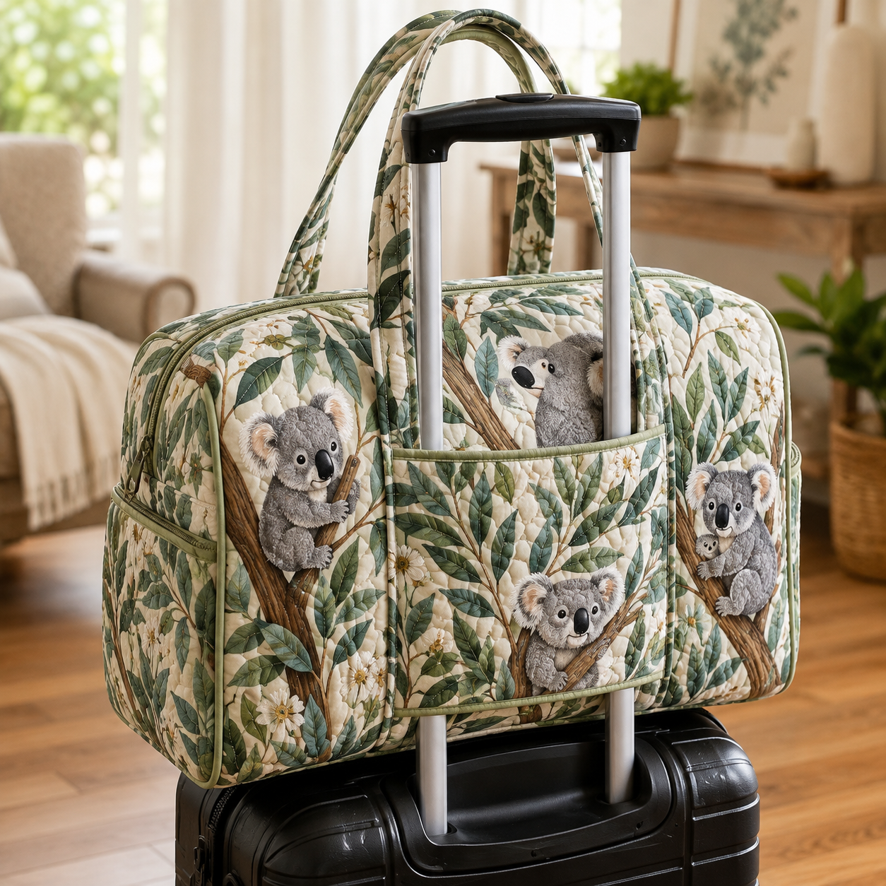 Koala Eucalyptus Garden Quilted Weekender Bag With Trolley Sleeve