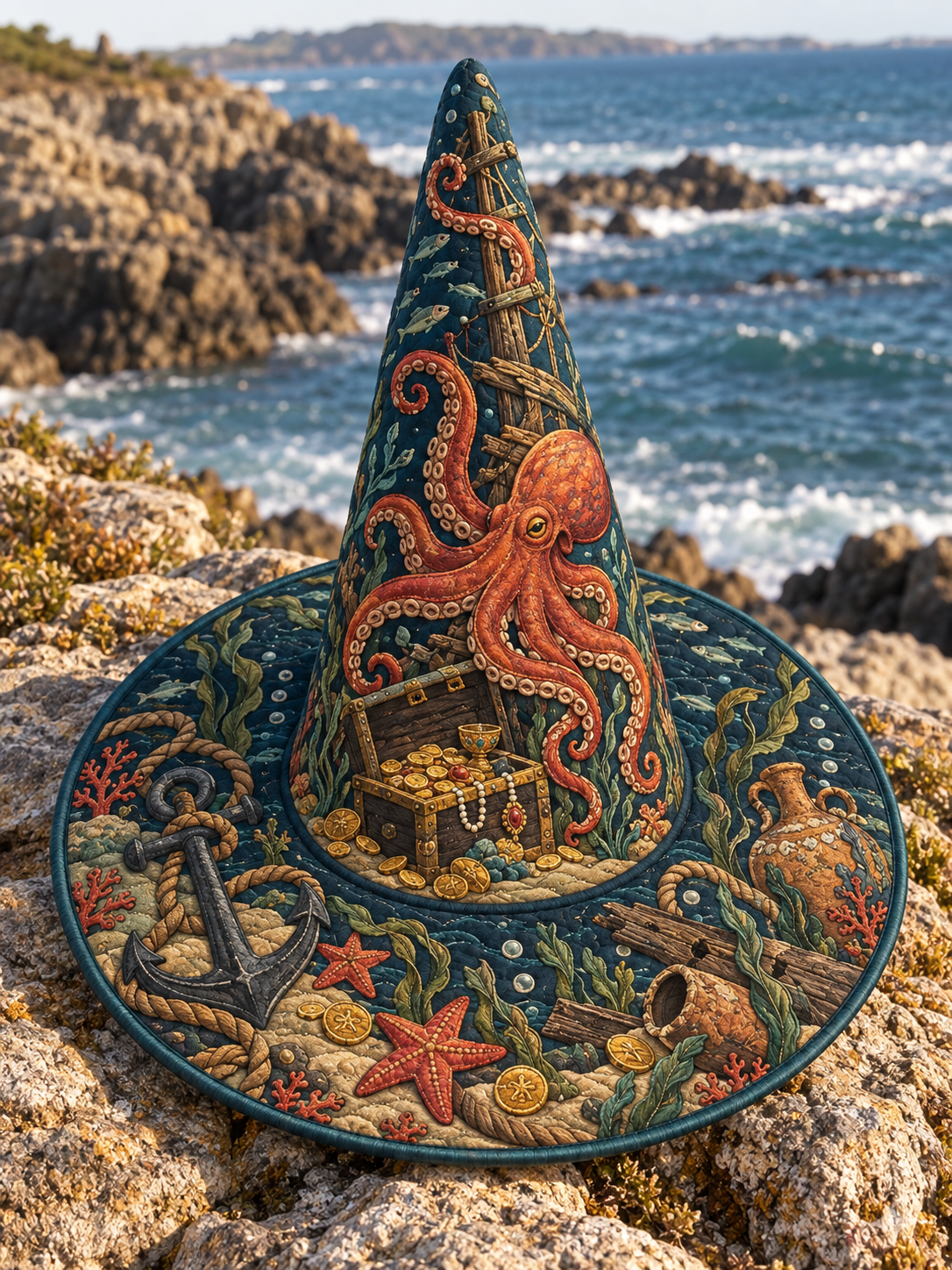 Octopus Coral Reef Quilted Witch Hat
