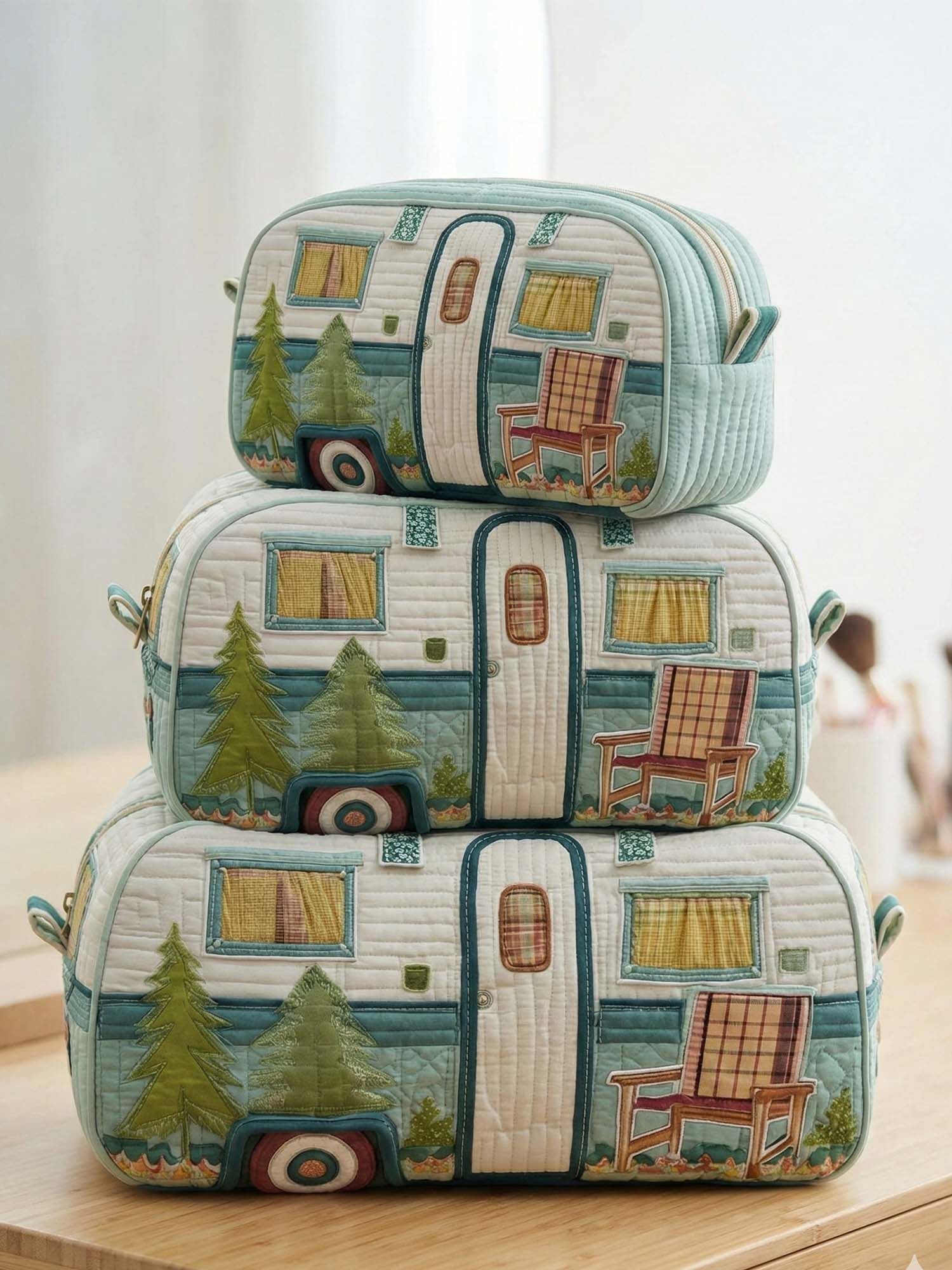 Forest Campervan Quilted Cosmetic Bag