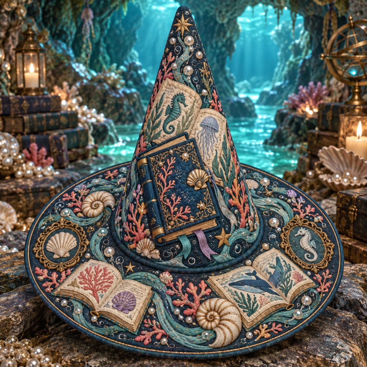 Underwater Fantasy Library Quilted Witch Hat